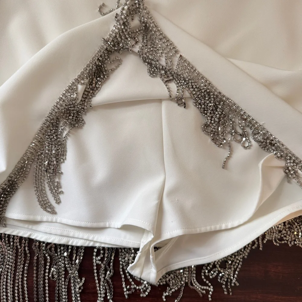 Gianni Bini White Rhinestone Fringe Two Piece Set - Picture 14 of 14